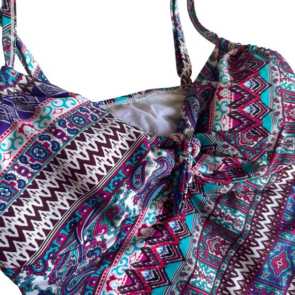 Swimsuits For All Size 18 Underwire Swimdress Paisley Aztec Print Adjustable - Picture 2 of 12